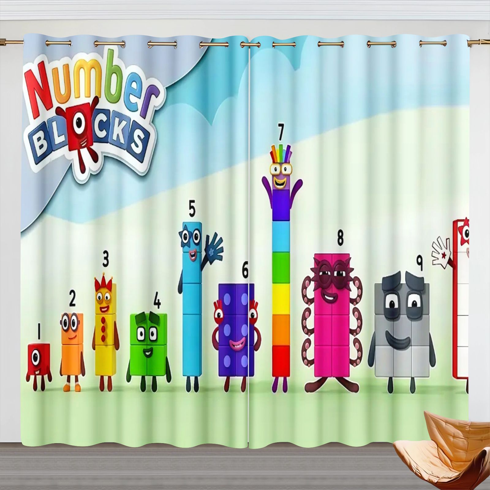 3D Printing Room - Numberblocks Karikatür Perdeler, Çocuk Odası Karartma